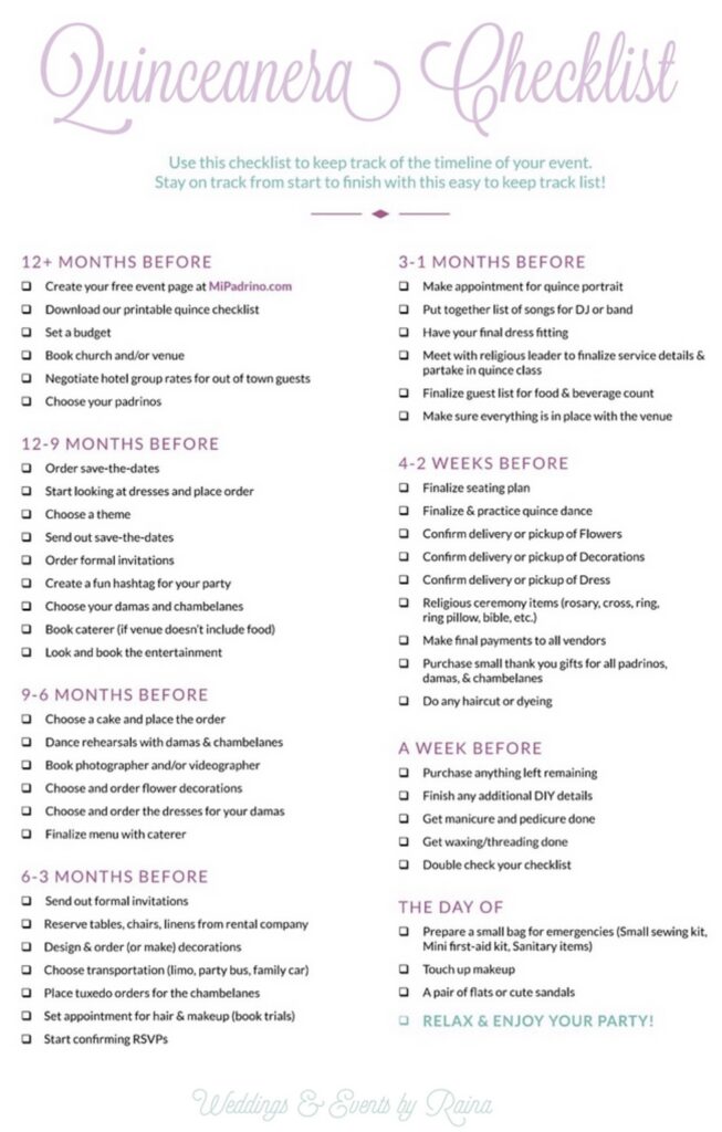 Quinceanera Checklist Infographic

