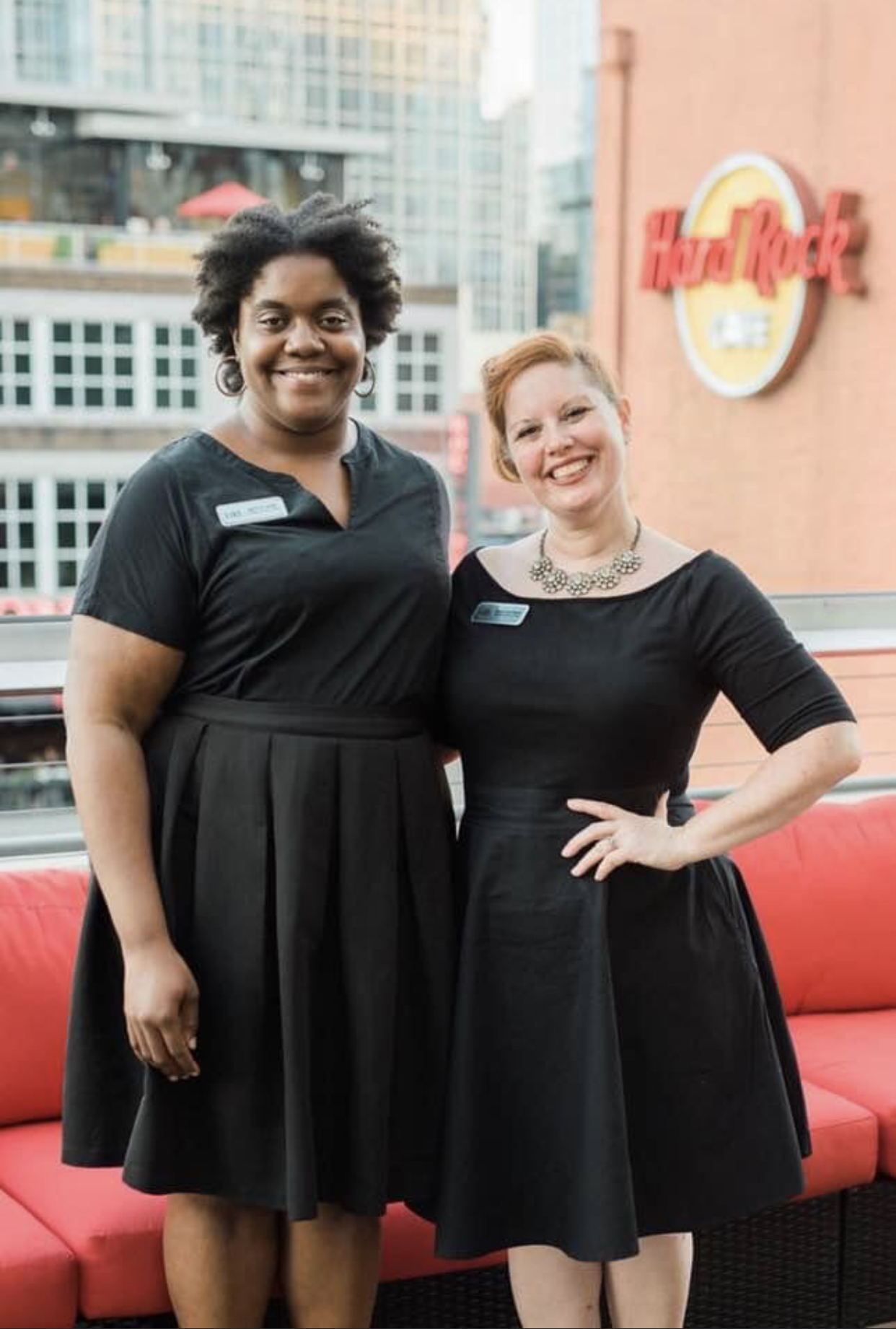 Raina, owner and lead planner of Weddings and Events by Raina and team member Brittany at Hard Rock Cafe wedding.