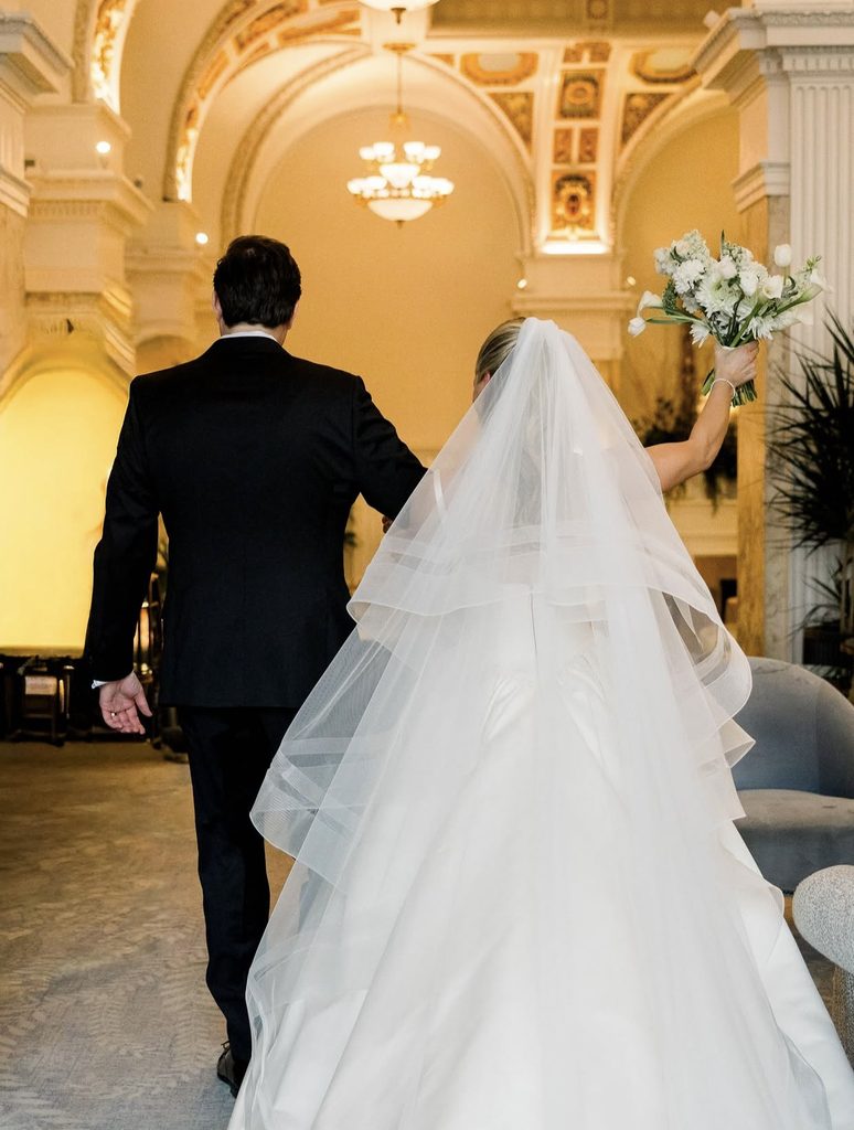 Bride and groom at The Hermitage Hotel in Nashville Tennessee