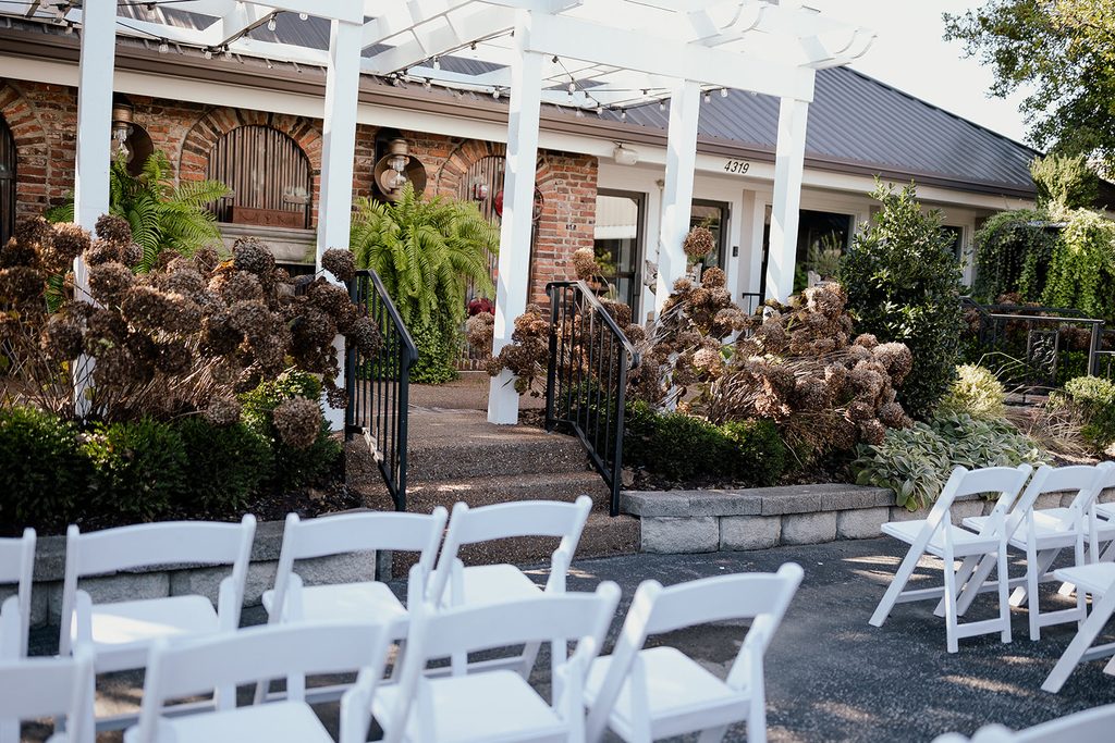 Outdoor wedding ceremony in autumn at The Bedford Nashville Event Venue 