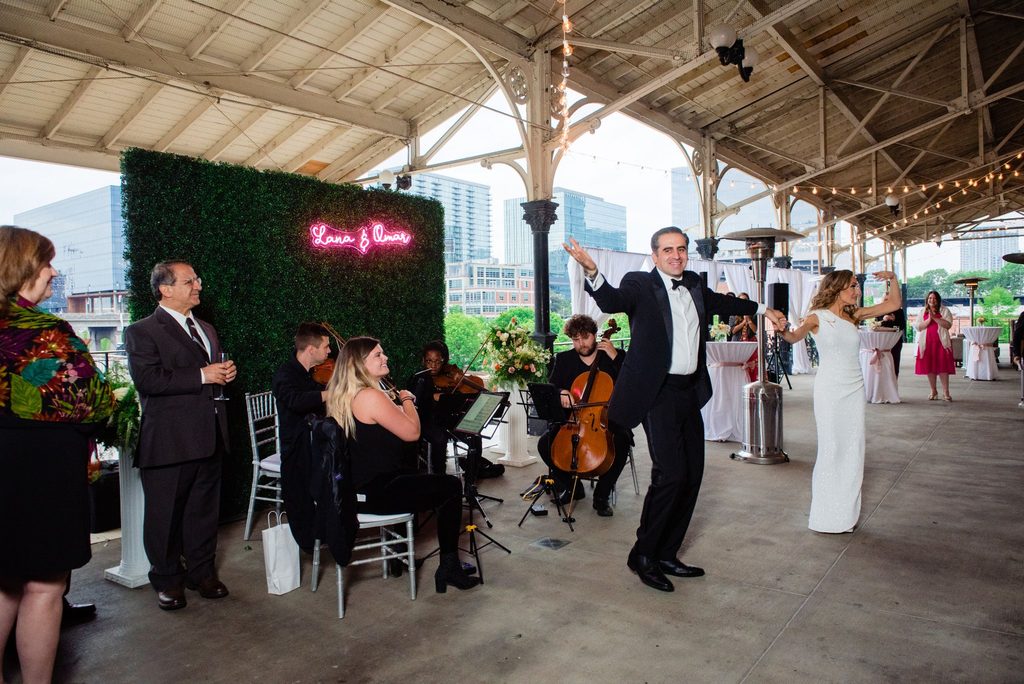 Dancing to Viva la Strings on the veranda at Union Station Nashville Yards in Nashville, Tennessee